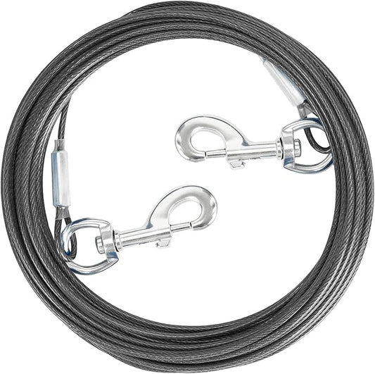 Tie Out Cable for Dogs,10/20/30/50/100FT Dog Leads for Yard Chew Proof,Heavy Duty Tie Out Cable for Large Dogs Up to 125lbs,Dog Runner Tether (Black, 125Ibs 10ft)