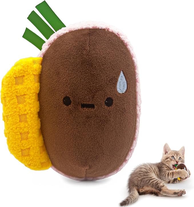 YWAOOH Cat Toys - Hot Dog, Fun Kick and Toss Catnip Toy with Crinkle Sound, Includes Catnip & Silvervine Powder (5g+5g) + 5 Reusable Pouches, Gift for Indoor Cats
