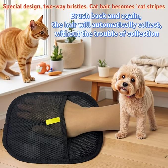 yaoshanlc Pet Hair Removal Glove for Cats & Dogs – Efficient Grooming Gloves for Hair Removal, Reusable Tool for Cat & Dog Grooming, Also Works on Couches, Furniture, Carpets, Curtains (2 Pcs)