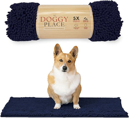 My Doggy Place Dog Mud Mat, 31" x 20" Navy Blue – Thick Microfiber Entry Rug for Snow, Mud & Salt – Absorbent, Quick-Dry, Washer-Safe & Non-Slip, Medium