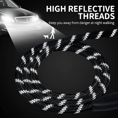 Long Dog Leash for Training 15Ft-Reflective Nylon Rope with Swivel Hook-Recall Agility Lead for Large Small Medium Dogs Outside Walking Hiking-Black Diam 1/2"