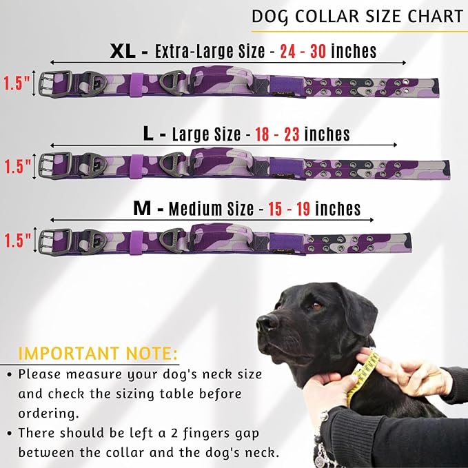 ADITYNA Heavy Duty Dog Collar for Extra-Large Dogs - Camo Purple Collar with Handle for Training, and Walking - Wide, Thick, Tactical, Soft Neoprene Padded