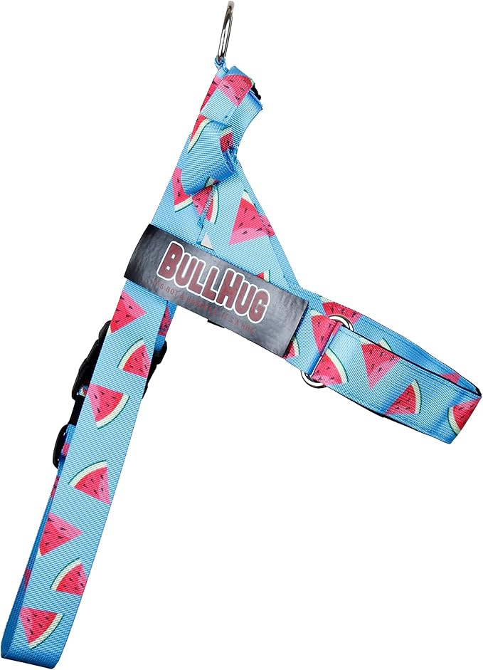 BULLHUG Adjustable Dog Harness– No Pull, No Choke – for English Bulldogs, French Bulldogs, Pugs & Broad-Chested Breeds – Easy, Safe Walks (Watermelon, XS)