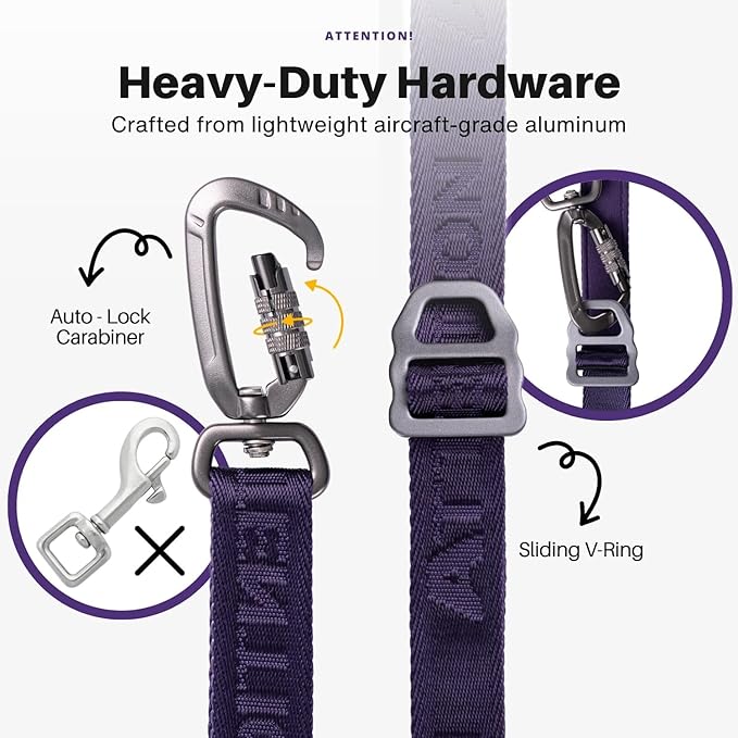 Heavy-Duty Tactical Dog Leash for Medium & Large Dogs, 6-in-1 Hands-Free Design for Training, 4–7.5FT Waist-Worn Leash for Walking (Onyx Black)