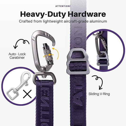 Heavy-Duty Tactical Dog Leash for Medium & Large Dogs, 6-in-1 Hands-Free Design for Training, 4–7.5FT Waist-Worn Leash for Walking (Onyx Black)