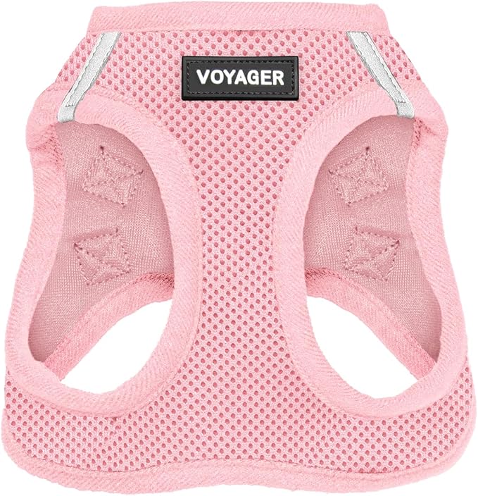 Best Pet Supplies Voyager Step-in Air Harness - All Weather Mesh, Reflective, No Pull Harness for Dogs, Cats - Secure with Hook & Loop Fastener, Buckle, Double D-Rings - Pink, XXS