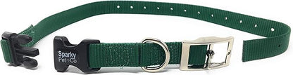 Sparky Pet Co - ECollar Replacement Strap - Easy Release Double Buckle Dog Collar - Rugged Nylon - Adjustable - D Ring - Quick Release Metal Clasp - for Invisible Fence Systems - 3/4" x 24" - Green