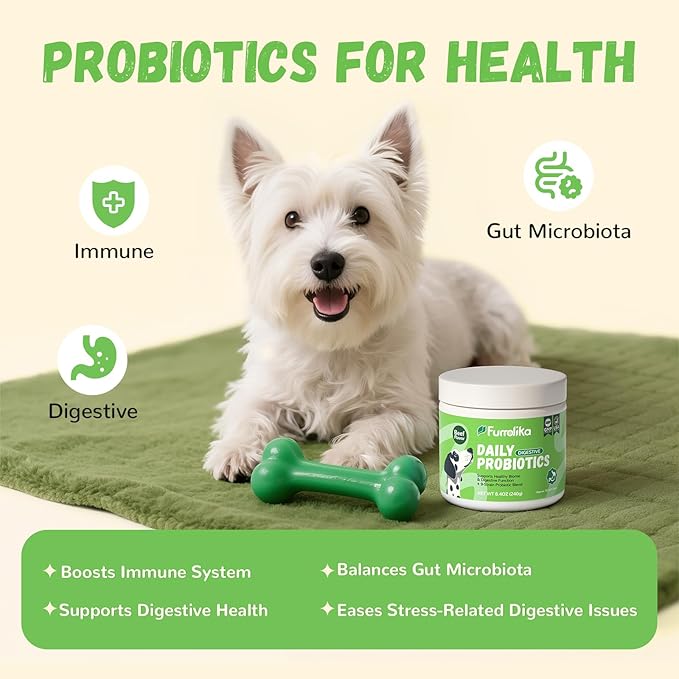 Furrolika Probiotics for Dogs – Supplements for Gut Health, Digestive Support, Immune Support & Diarrhea Relief – Beef Flavor Dog Probiotic Soft Chews