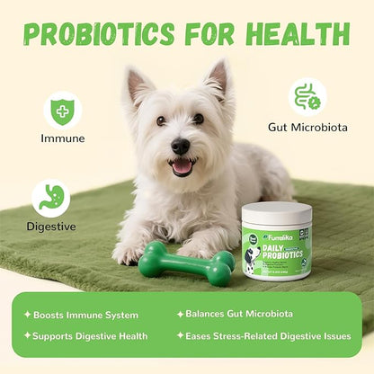 Furrolika Probiotics for Dogs – Supplements for Gut Health, Digestive Support, Immune Support & Diarrhea Relief – Beef Flavor Dog Probiotic Soft Chews