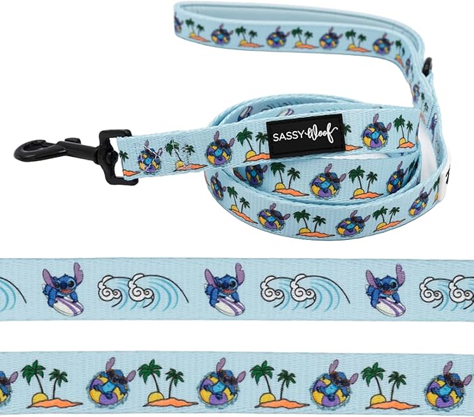 Sassy Woof Disney Stitch Dog Leash 60-Inch with Neoprene Padded Handle - Comfortable, Durable, and Stylish for Small to Large Dogs - Officially Licensed