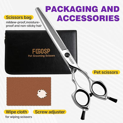 Thinning Shears for Dogs Professional Dog Grooming Scissors Pet Thinners Shear Japan 440C 30% Thinning Rate 46 Teeth Light Weight Designed for Pet Groomers or Family DIY Use