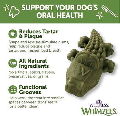 Whimzees Wellness Alligator Dog Dental Treats, Medium Size, (12 Count)