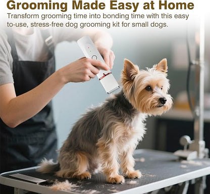 Petium 4-in-1 Dog Grooming Clippers Kit-Quiet Dog Nail Grinder & Paw Trimmer,USB-C Rechargeable Cordless Low Noise IPX4 Waterproof Pet Clippers for Small Dogs & Cats,6 Guide Combs