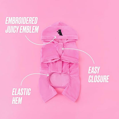Juicy Couture Hooded Pet Juicy Bling Velour Tracksuit Chest 24 inches for Small Dogs and Cats - Hot Pink - M/L