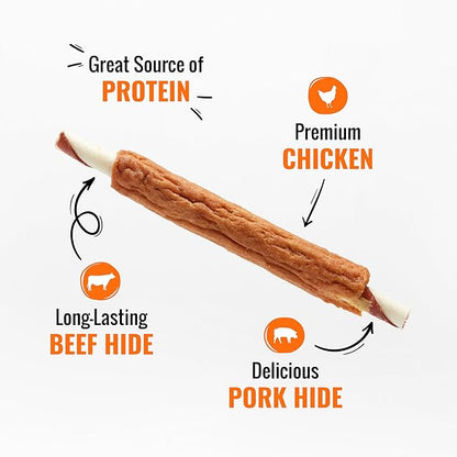 Good 'n' Fun Triple Flavor Ribs Chews for All Dogs, 24 Ounces, Treat Your Dog to Long-Lasting Chews Made with Beef Hide, Chicken and Pork Hide