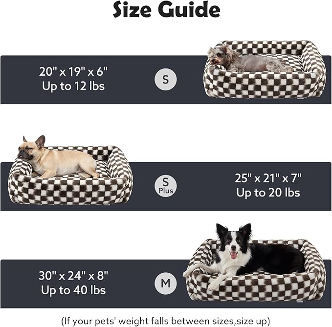 JOEJOY Small Dog Bed for Small Dogs, Rectangle Washable Orthopedic Corduroy Fleece Pet Bed with Removable Zipper Cover, Cute Soft Calming Puppy Bed with Non Skid Bottom
