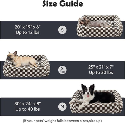JOEJOY Small Dog Bed for Small Dogs, Rectangle Washable Orthopedic Corduroy Fleece Pet Bed with Removable Zipper Cover, Cute Soft Calming Puppy Bed with Non Skid Bottom