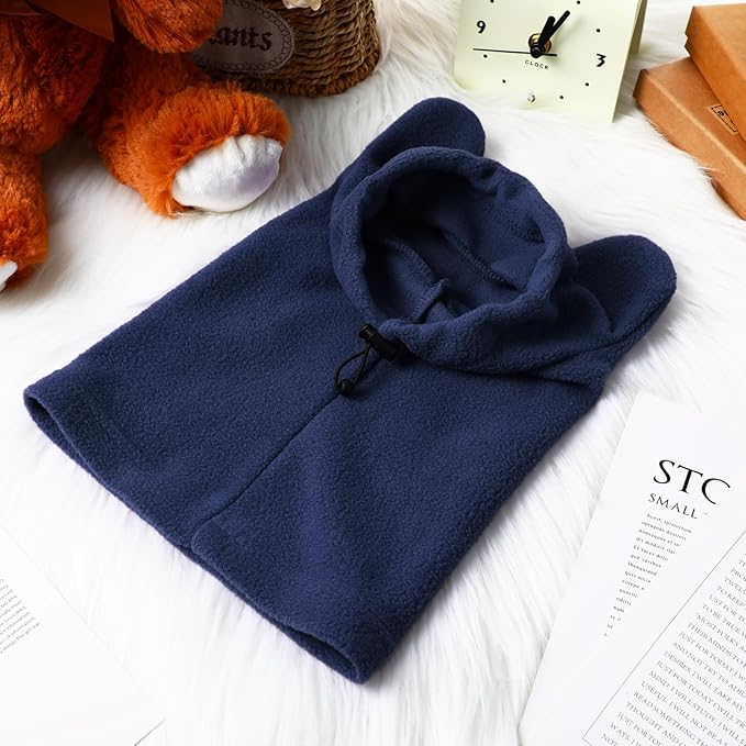 Clysee Winter Dog Hats Quiet Ears for Dogs Ear Muffs Pet Neck Warmer Scarf Hoodie Noise Protection Cover Beanie Head Wrap Costume for Pet Dog Cats(Dark Blue,S)