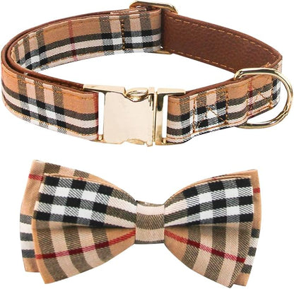 Yizepet Dog Collar with Bow Tie- Adjustable pet Collar for Dogs with Metal snap Fastener Collar, Stylish Pattern for Small Medium or Large Boy and Girl Dog and Cat