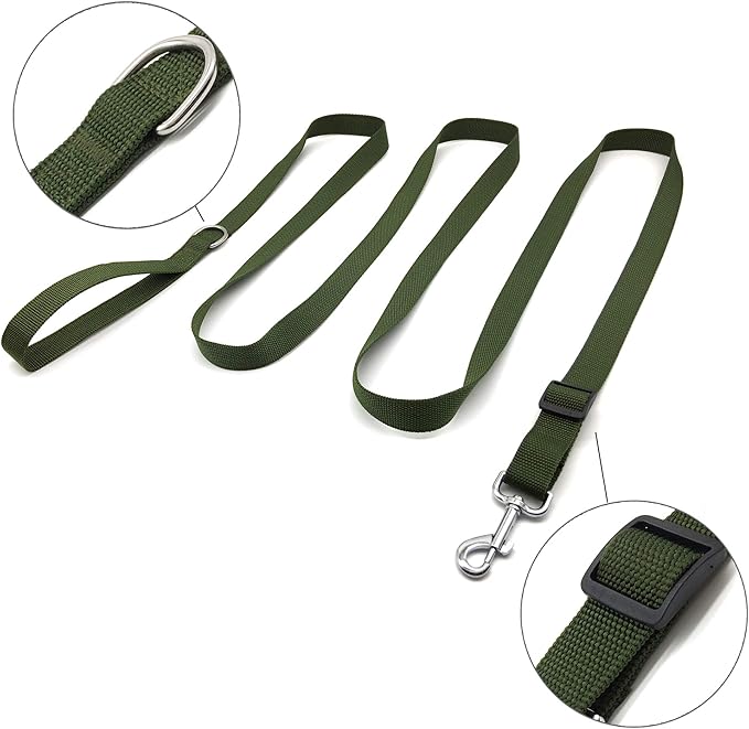 10FT Adjustable Dog Leash, Nylon Dog Leashes for Medium Large Dogs (Green)