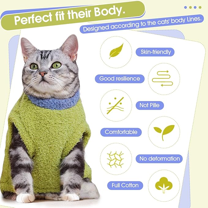 ADNIKIA Cat Sweater, Warm Kitten Coat Fleece Vest, Sphynx Hairless Cat Shirts, Soft Pajamas for Cats Only