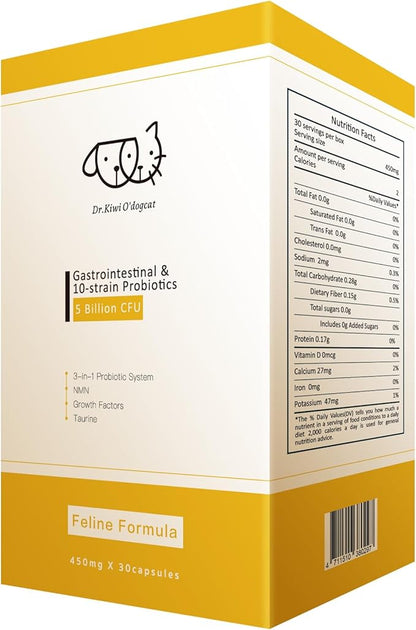 Dr. Kiwi O'dogcat Probiotics for Cats | Support Gut Health, Diarrhea, Digestive Health & Seasonal Allergies
