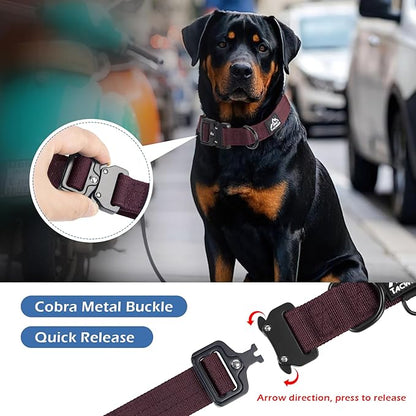 Heavy Duty Dog Collars for Medium and Large Dogs - Adjustable, Chew Proof Nylon Collar with Metal Quick Release Buckle and D-Ring for Dog Tags (Burgundy, 2XL)