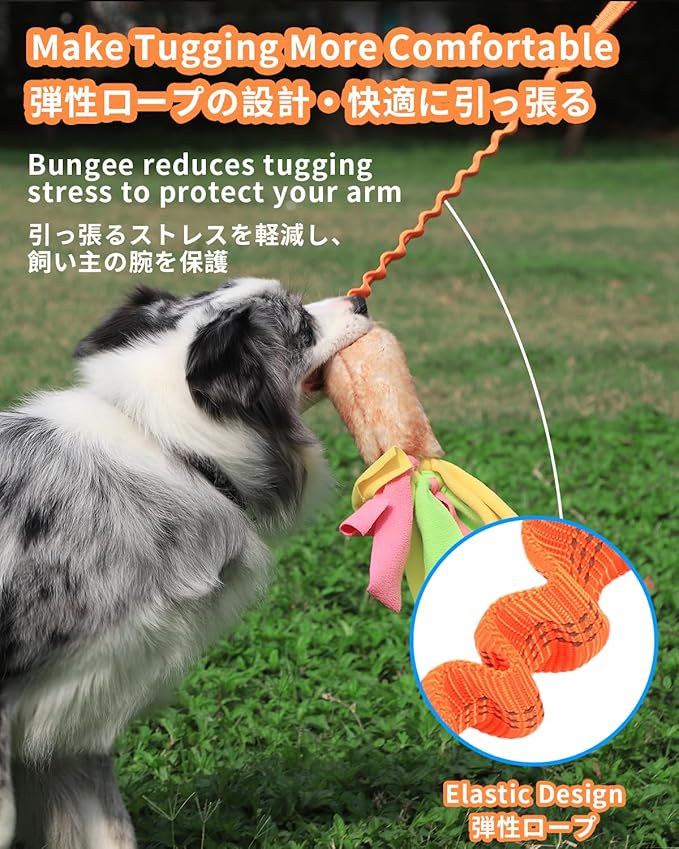 SCHITEC Dog Tug Toy, Bungee Tug of War Rope Toys with Squeaky Sound for Exercise & Interactive Play Games, Puppy Training Pull Toy for Small Medium Large Dogs