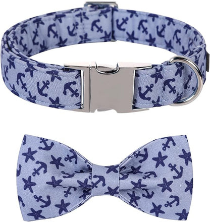 Lionet Paws Dog Collar with Bowtie, Summer Bowtie Collar for Dog,Adjustable Comfortable Dog Collar Gift for Puppy Small Medium Large Dog