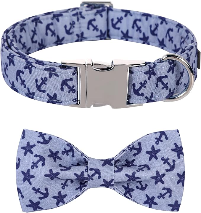 Lionet Paws Dog Collar with Bowtie, Summer Bowtie Collar for Dog,Adjustable Comfortable Dog Collar Gift for Puppy Small Medium Large Dog