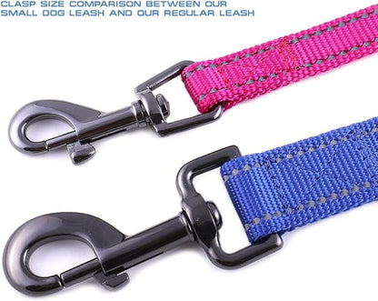 Max and Neo Small Dog Reflective Nylon Leash - Donate a Leash to Dog Rescue for Each Sold (Black, 4x5/8)