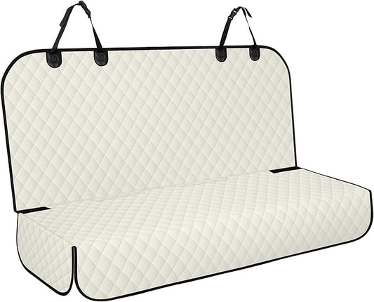 NECKORY Backseat Cover for Dogs, Waterproof and Non-Slip Pet Bench Seat Covers, Car Seat Protector for Back Seat, Universal Size Rear Car Seat Cover Fits Cars, Trucks and SUVs, L-Beige&Black