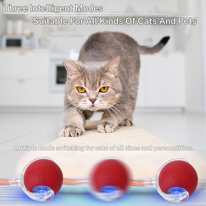 Yaruiguang New Upgraded Cat Ball Toy - Speedy Tail 3.0 Cat Toy, Interactive Cat Toy Ball, Stimulating Toys and Juguetes para Gatos, Cat Toys for Bored Indoor（Sound Switchable） (Green)