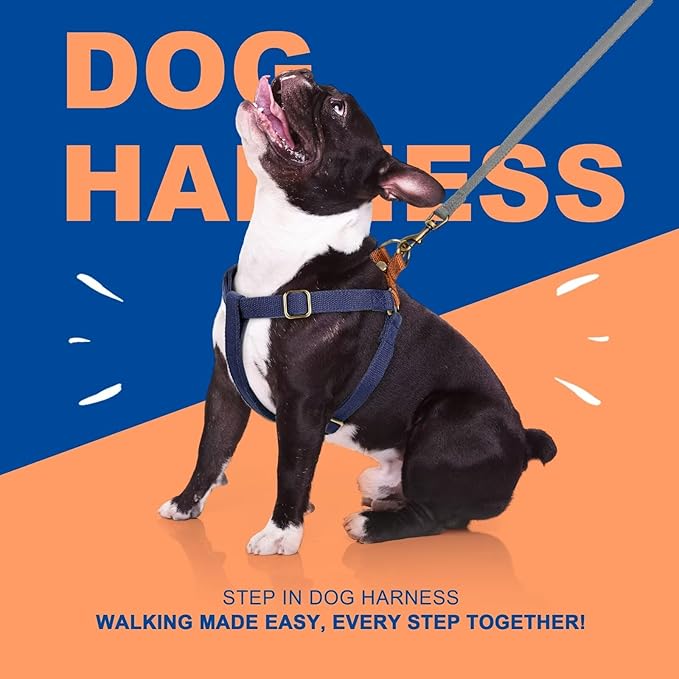 Didog Step in Dog Harness with Metal Buckles, Freedom Nylon Dog Halter Vests for Small Dogs Easy Walking Training(S:Chest 13-22", Dark Blue)