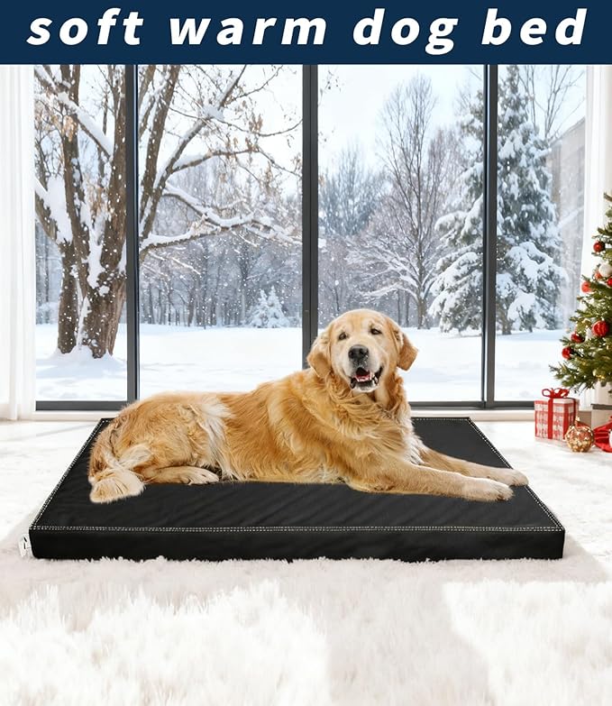 Waterproof Dog Bed Large Sized Dog，Orthopedic Waterproof Pet Beds with Removable Washing Cover, Egg Crate Foam Mat, Suitable for Pet Up to 120 lbs