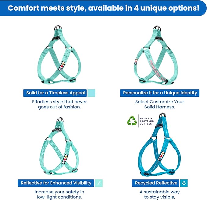 Pawtitas Solid Step-in Dog Harness – Adjustable No-Pull Vest for Puppies to Seniors, Safe & Comfortable L Teal