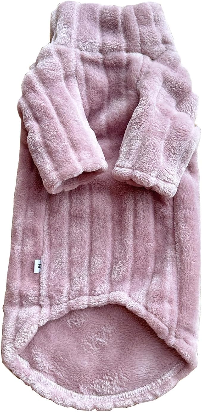 Turtleneck Sweater for Sphynx Cat Soft Coral Fleece Cat Clothes Thick Winter Warm Outfit Coat for Hairless Cats and Small Dogs Apparel with Sleeves (Pink, XXL (13.3-16 lbs))