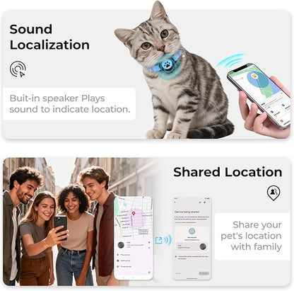 1 Pack GPS Cat Tracker Collar(iOS & Android), Bluetooth Mini GPS Dog Tracker, Smart Pet Activity Tracker, No Monthly Fee, Work with Apple Find My & Google Find Hub, Finder Tag for Pets,Items