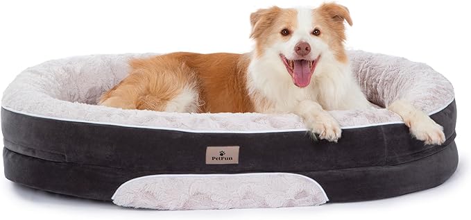 PetFun Orthopedic Dog Bed Couch for Large Sized Pets with Egg Foam Support, Four-Sided Bolster Cushions, Soft Tear-Resistant Fabric, and Removable Machine Washable Plush Cover