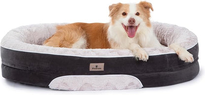 PetFun Orthopedic Dog Bed Couch for Large Sized Pets with Egg Foam Support, Four-Sided Bolster Cushions, Soft Tear-Resistant Fabric, and Removable Machine Washable Plush Cover