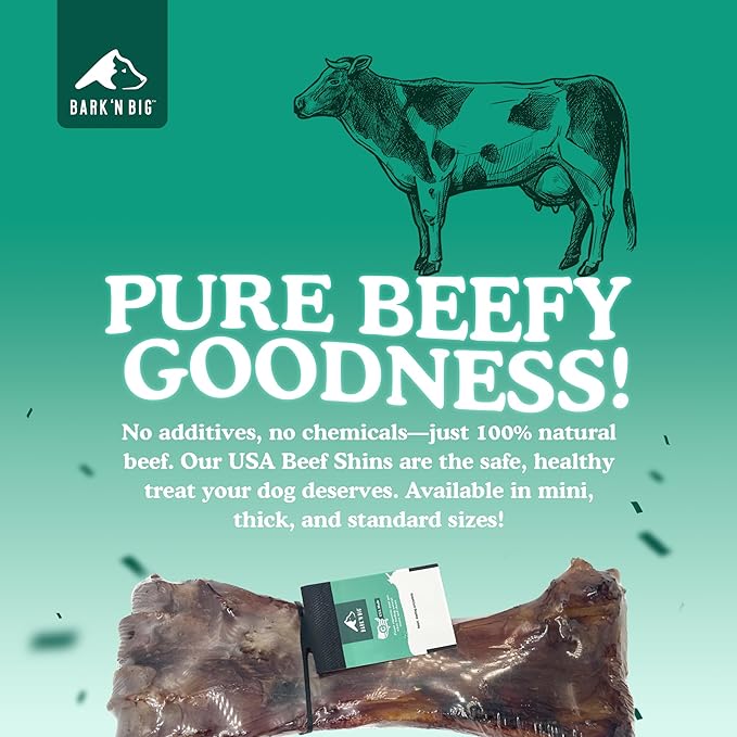 Beef Shin Bone for Large Dogs – Long Lasting Natural Big Dog Bone Chew for Aggressive & Heavy Chewers – Real Smoked Beef Shank with Marrow – Single Ingredient Safe Treat for Power Chewers