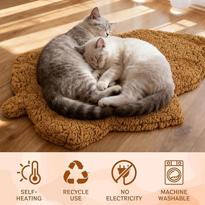 BrightRow 3 Pack Self Warming Pet Bed Leaf Shape Self Heating Cat Dog Mat Washable Thermal Sleeping Pad for Indoor Outdoor Hedgehog, Bunny, Sugar Glider, Rat, Chinchilla(Orange,Medium-18 x24)