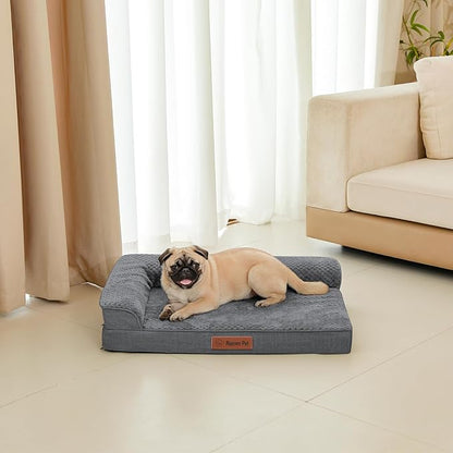 Rainmr Orthopedic Dog Bed for Small and Medium Dogs, Memory Foam Pet Bed with Washable Removable Cover, Nonskid Bottom, Waterproof, for Indoor, Outdoor, Crate ＆ Car Use, 30x20x6 Inches, Dark Grey
