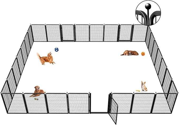Dog Playpens with Low Threshold Gate, 40 Inch 30 Panels Heavy Duty Outdoor Dog Play Pen, RV Camping Yard Indoor Puppy Playpen Portable Pet Pen Fence for Large/Medium/Small Dogs
