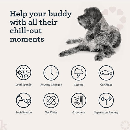 Kradle Calming Chews for Dogs -Vet Formulated with L-Theanine, Ashwagandha and GABA for Managing Normal Stress and Promoting Relaxation - Chicken Flavored Calming Supplement - 75 Soft Chews