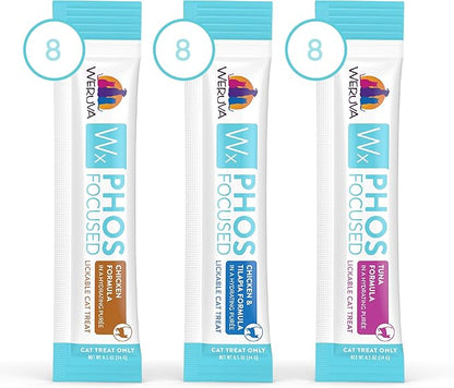 Weruva Wx Phos Focused, Lickable Cat Treats Variety Pack, 0.5oz Tube, Pack of 24