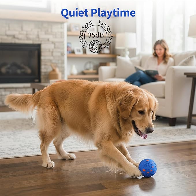 Dog Toys for Medium Large Dogs to Keep Them Busy, Smart Interactive Dog Balls with Automatic Moving Bouncing Vibrating for Enrichment, Mental Stimulation, Anti Boredom, Blue