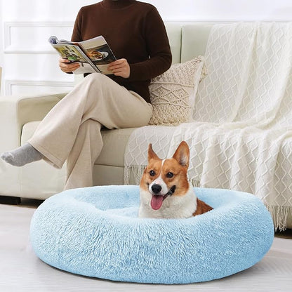 JOLLYVOGUE Dog Bed, Calming Anti-Anxiety Large Dog Bed, Fluffy Donut Cushion for Medium and Large Pets (27"/30"/36")