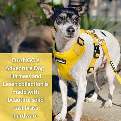 DJANGO Adventure Dog Leash – Strong, Comfortable, and Stylish Dog Leash with Solid Brass Hardware and Padded Handle - Designed for Outdoor Adventures and Everyday Use (Dandelion Yellow)