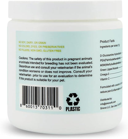 JYHUBA Hip & Joint Support for Dogs & Cats – Natural Joint Supplement with PEA, Glucosamine, MSM, Green Lipped Mussels – Promotes Mobility, Reduces Inflammation & Pain – Made in USA 2.5oz (72g)